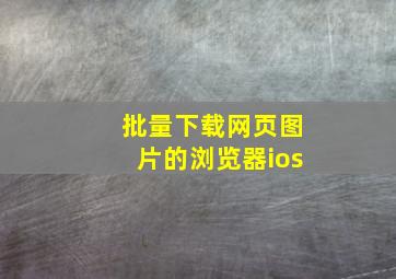 批量下载网页图片的浏览器ios