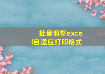 批量调整excel自适应打印格式