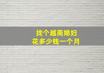 找个越南媳妇花多少钱一个月