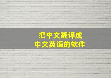 把中文翻译成中文英语的软件