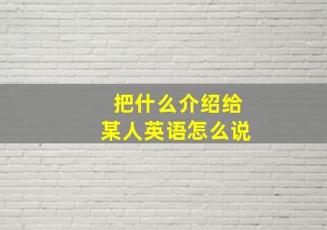 把什么介绍给某人英语怎么说