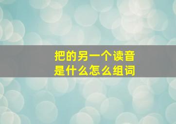 把的另一个读音是什么怎么组词