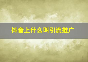 抖音上什么叫引流推广