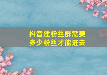 抖音建粉丝群需要多少粉丝才能进去