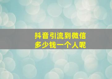 抖音引流到微信多少钱一个人呢