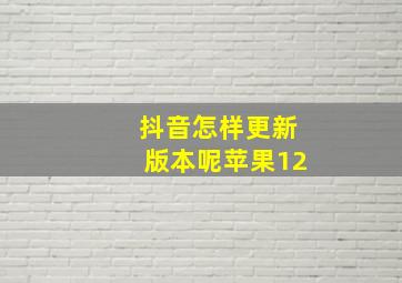 抖音怎样更新版本呢苹果12