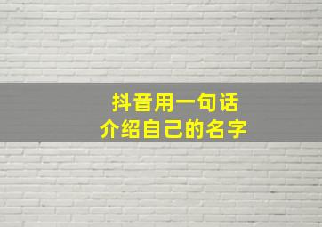 抖音用一句话介绍自己的名字