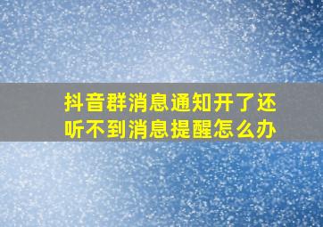 抖音群消息通知开了还听不到消息提醒怎么办