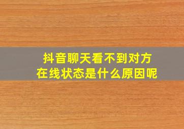 抖音聊天看不到对方在线状态是什么原因呢