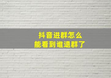 抖音进群怎么能看到谁退群了