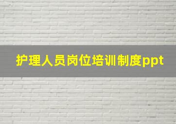 护理人员岗位培训制度ppt