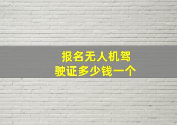 报名无人机驾驶证多少钱一个