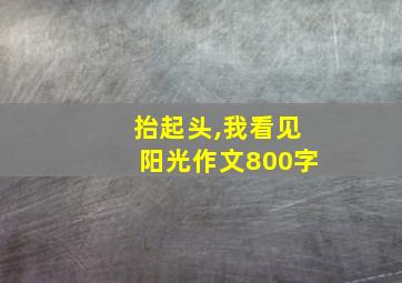 抬起头,我看见阳光作文800字