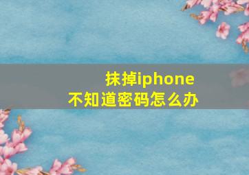 抹掉iphone不知道密码怎么办