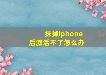 抹掉iphone后激活不了怎么办