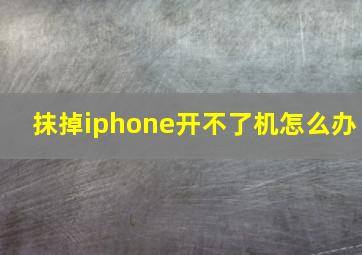 抹掉iphone开不了机怎么办