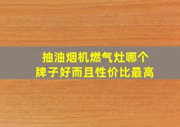 抽油烟机燃气灶哪个牌子好而且性价比最高