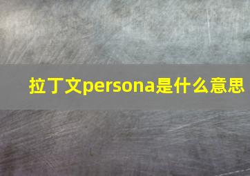 拉丁文persona是什么意思