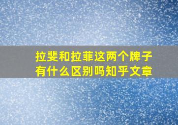 拉斐和拉菲这两个牌子有什么区别吗知乎文章