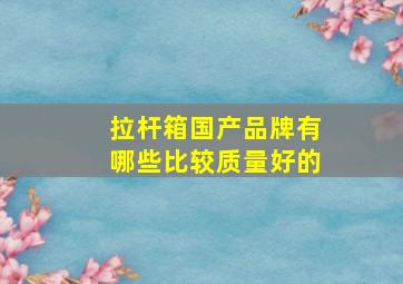 拉杆箱国产品牌有哪些比较质量好的