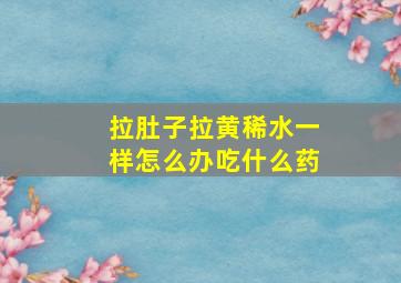 拉肚子拉黄稀水一样怎么办吃什么药