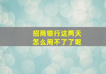 招商银行这两天怎么用不了了呢