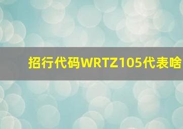 招行代码WRTZ105代表啥