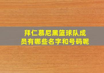 拜仁慕尼黑篮球队成员有哪些名字和号码呢