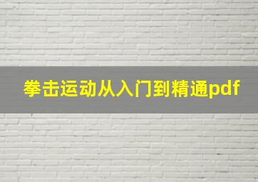 拳击运动从入门到精通pdf