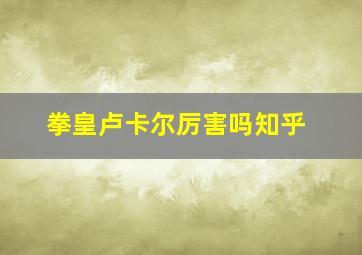 拳皇卢卡尔厉害吗知乎