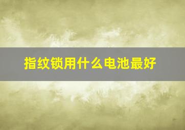 指纹锁用什么电池最好