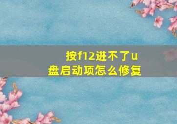 按f12进不了u盘启动项怎么修复