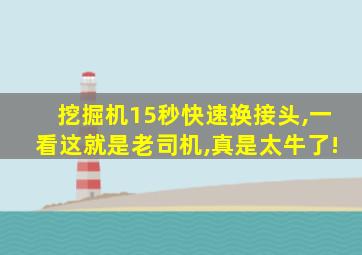 挖掘机15秒快速换接头,一看这就是老司机,真是太牛了!