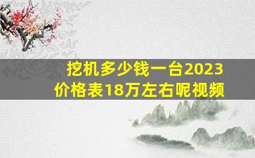 挖机多少钱一台2023价格表18万左右呢视频