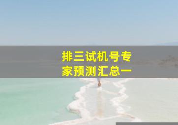 排三试机号专家预测汇总一