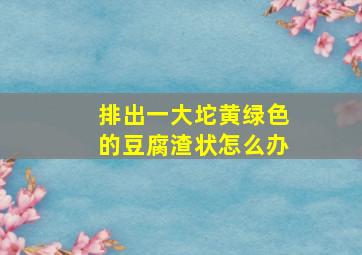 排出一大坨黄绿色的豆腐渣状怎么办