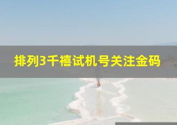 排列3千禧试机号关注金码