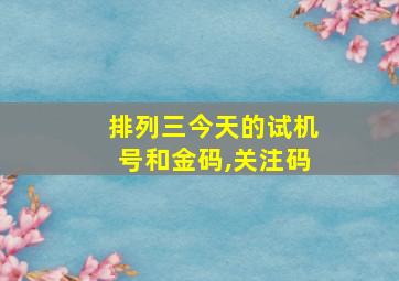 排列三今天的试机号和金码,关注码