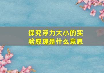 探究浮力大小的实验原理是什么意思