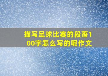 描写足球比赛的段落100字怎么写的呢作文