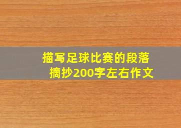 描写足球比赛的段落摘抄200字左右作文