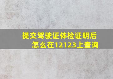 提交驾驶证体检证明后怎么在12123上查询