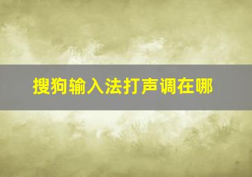 搜狗输入法打声调在哪