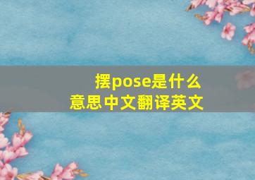 摆pose是什么意思中文翻译英文