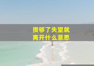 攒够了失望就离开什么意思