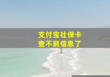 支付宝社保卡查不到信息了