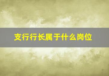 支行行长属于什么岗位