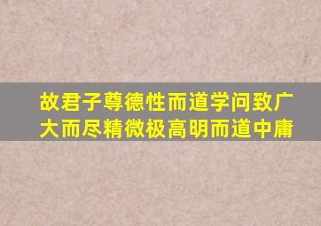 故君子尊德性而道学问致广大而尽精微极高明而道中庸