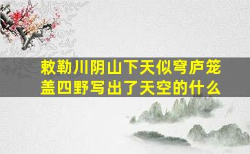 敕勒川阴山下天似穹庐笼盖四野写出了天空的什么