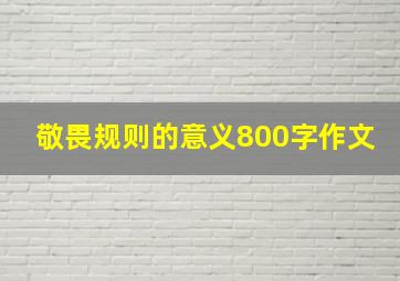 敬畏规则的意义800字作文